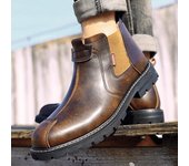 Zapatos de cuero de moda para hombre, botas de cuero para hombre, estilo británico, informal, con cabeza grande, punta redonda, pies gruesos, suela alta, zapatos individuales 38 marrón
