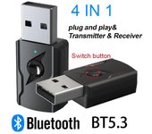 Adaptador USB y AUX de 3,5 mm Bluetooth 5.4, transmisor y receptor de audio para PC, altavoz MP3, TV, auriculares inalámbricos, radio para coche