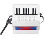 Acordeón de piano de nivel básico, 17 teclas, 8 teclas graves, ABS, con correa retráctil, portátil, regalo, color blanco blanco