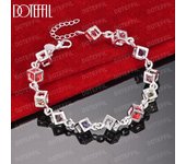 Pulsera de plata de ley 925 con circonitas AAA, joyería de moda para bodas 20cm