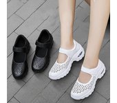 Zapatillas de deporte con plataforma antideslizante y transpirable para mujer, zapatos con amortiguación de aire, verano 37 blanco