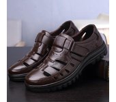 Zapatos de verano 2024, sandalias para hombre, sandalias de cuero genuino antideslizantes de cuero de vaca, calzado masculino de marca 42 marrón