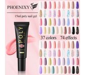 PHOENIXY 37 colores Poly UV Builder Gel mejora las extensiones de uñas con laca de esmalte de uñas con purpurina para obras maestras de arte de uñas usando Poly Gel