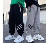 Pantalones de chándal para niños, pantalones de chándal nuevos de primavera con cordón, pantalones de chándal para niños de cien años, ropa para niños 160 negro