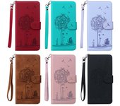 Funda con cordón abatible para Samsung Galaxy A04, A04S, A13, M13, A22, A22S, A23, A32, A33, M32, A52, A52S, A53, A73, 4G, 5G, funda de cuero con ranuras para tarjetas y bolsillo para tarjetas Galaxy A22 5G/A22S rojo