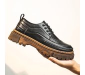 Botas Martin de cuero retro para hombre: Zapatos casuales bajos de alta calidad con suela gruesa 41 marrón negro