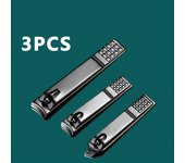 Juego de 3 cortaúñas clásicos: hoja de borde recto de acero con alto contenido de carbono, herramienta para cortar uñas sin perfume para hombres y mujeres, corte de precisión negro