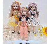 Mini muñeca articulada móvil de 30CM para niñas, juguete 3D con ojos grandes, trajes completos de princesa, colección de vestidos, regalo para niños B