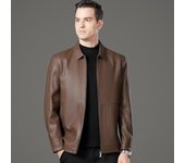 Chaqueta de cuero genuino suave para hombres en otoño e invierno más chaqueta de cuero con solapa de terciopelo para hombres de mediana edad y mayores chaqueta de piel de oveja para papás 170