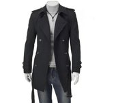 Otoño Invierno Abrigo De Hombre Moda Cortavientos Abrigo De Doble Botonadura M negro