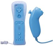 Mando Wiimote y Nunchuk con funda protectora para Wii U y Wii Azul