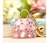 Hermoso llavero con colgante para bolso de mujer con hebilla para llave de coche y botella de perfume con diamantes de agua slipper