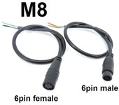 Conector hembra macho M8 de 6 pines, núcleo de 28 AWG, CC, para bicicleta eléctrica, resistente al agua, para cable de freno de scooter 6pin male