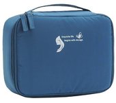 Bolsa de almacenamiento de cosméticos de viaje para mujer, bolsos portátiles, bolsa de almacenamiento de joyas, bolsas de almacenamiento de herramientas de maquillaje azul