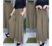 Pantalones anchos de cintura alta para mujer 2024: Falda de verano fina, suelta, adelgazante, drapeada e informal de nueve puntos. M