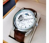 Reloj mecánico de volante hueco de alta gama para hombre: automático, impermeable, luminoso, fase lunar, multifunción.