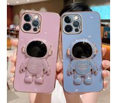 Astronauta Plateing Stand Holder Phone Case para Iphone 14 13 Pro Max 12 11 Pro Xs Max X Xr 14pro Max Square Soft Back Cover For iPhone X or XS verde