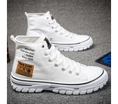 Zapatos de lona para hombre, zapatillas altas para hombre, con cordones, informales, transpirables, botas planas hasta el tobillo, cómodas, deportivas para hombre 39