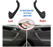 Cubierta de manija de puerta interior delantera izquierda y derecha para automóvil, accesorios interiores, manijas para Mercedes Benz W203 2000-2007 Black-Left