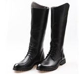 Botas altas de cuero casuales de moda con cremallera trasera para hombre, botas de vaquero largas, botas de montar de cuero suave, botas de motocicleta 37-46 37