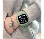 1 reloj para hombres y mujeres, reloj deportivo digital LED para niños y niñas, reloj electrónico de silicona resistente al agua con esfera grande cuadrada para hombres blanco