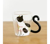 Taza de cristal con forma de gato para café, té de la leche, taza de cristal con mango de cola de gato, regalos, 250ML naranja