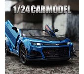 Diecast 1:Modelo de coche deportivo de aleación Chevrolet Camaro 24 con sonido y luz, modelo de vehículo de metal extraíble, juguetes para niños, regalos para niños negro