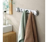 Potentes perchas con ventosa, 5 ganchos, sin necesidad de perforar, para almacenamiento en fila, para toalleros, abrigos, accesorios de cocina y baño plata