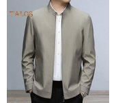 Chaqueta de hombre con solapa de manga larga y cremallera, abrigo de mediana edad con bolsillos laterales, chaqueta informal de color liso, ropa de abrigo M negro