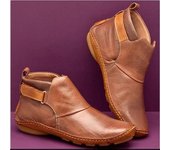 Botas De Tobillo Medievales con Soporte para El Arco para Mujer Botas Cortas De Cuero con Tejido De Vendaje Informal para Todas Las Estaciones Botas De Tacón Plano con Correa Trenzada Zapatos Sin Cordones Impermeables 35 azul