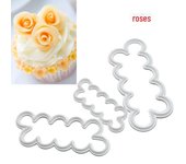 Juego de 3 moldes para fondant de galletas con diseño floral Carnation