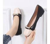 Mocasines planos casuales para mujer, cómodos zapatos planos de ballet, zapatos de vestir, antideslizantes, con punta cuadrada, zapatos planos, ligeros, para fiesta de trabajo, zapatos para caminar para mujer 35 negro
