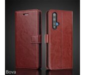 funda para Huawei Nova 5T / Huawei Honor 20 funda con tarjetero cubierta funda de cuero tapa abatible billetera retro bolsa para teléfono funda ajustada negocios Huawei Nova 5T&Just Case negro