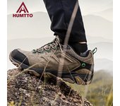 HUMTTO-zapatos de senderismo impermeables para hombre, botas de cuero antideslizantes transpirables para exteriores, zapatillas de deporte de Trekking para otoño e invierno 39 marrón