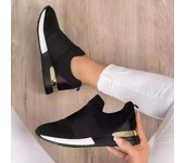Zapatillas de deporte para mujer, de malla transpirable, gran oferta, moda de primavera, informales, cómodas, sin cordones, de color sólido, zapatos vulcanizados para mujer 36