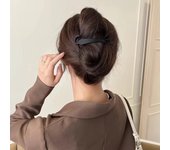 Pinza para el pelo con forma de plátano mate esmerilado, sencilla, coreana, de resina acrílica, para coletas, tocado informal que combina con todo one size negro