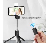 Palo selfie extensible portátil, mini trípode para teléfono, palo selfie universal negro