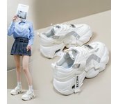 Zapatillas de deporte gruesas con plataforma informal para mujer, zapatillas ligeras para correr, zapatillas de deporte transpirables de cuero PU para caminar, zapatos deportivos de tenis con cordones para mujer 35