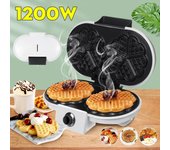 Máquina para hacer gofres multifuncional de doble cabezal, horno para pastel de huevo con burbujas, máquina para hacer gofres para desayuno, bandeja eléctrica para hornear