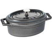 Maceta Staub Pico Cocotte Ovalada Gris Esmaltada a Dos Manos, Japonesa La Cocotte Ovalada  Mini 11 cm  [Producto Autorizado] 40500-116