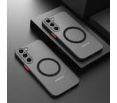 Funda magnética mate para Samsung Galaxy S24 S23 S22 S21 S20 Ultra Plus FE A14 A24 A54 A53 A52 A34 4G 5G cubierta esmerilada de carga inalámbrica Samsung S24 Ultra negro