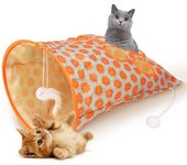 Bolsa túnel para gatos plegable e interactiva con 5 agujeros y sonido arrugado, cubo para taladro para mascotas con bolas de peluche