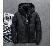 Chaqueta de plumón de pato blanco de invierno para hombre, chaqueta acolchada gruesa y ajustada con capucha cálida, abrigo informal de alta calidad para hombre, abrigo térmico XXXL negro