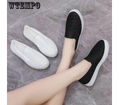 Zapatos de red huecos transpirables para mujer, zapatos de malla de tela, nuevos zapatos de mujer de suela gruesa, zapatos informales con tendón de ternera en verano 36 blanco