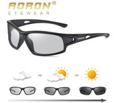 AORON, gafas de sol polarizadas fotocromáticas a la moda para hombre, gafas de sol deportivas de diseño de marca para regalos para hombre negro