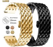 Correa de acero inoxidable de 20 22 mm para Huawei Watch 4 Pro GT2/2e3Pro 46 mm para Samsung Galaxy Watch4 40 44 mm 5 45 mm Gear S3 Correa de metal Galaxy Watch 6 47band 20mm negro