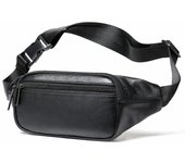 Riñonera de piel de oveja, riñonera de piel para hombre, riñonera de piel para exteriores, riñonera de piel impermeable, riñonera para teléfono móvil negro