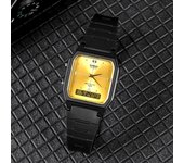 Casio Alarma Calendario automático Hora dual Reloj casual Anadigy 48 Amarillo