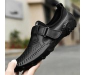 Zapatos de hombre de cuero genuino, mocasines casuales italianos con agujeros para hombre, zapatos de conducción transpirables de verano, mocasines sin cordones, zapatos para hombre 38