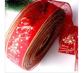 Cinta impresa para árbol de Navidad, decoración navideña para árbol, cinturón colgante para fiesta de Año Nuevo rojo